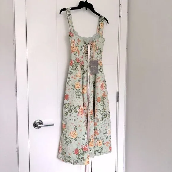 House of CB Corset Midi Sundress XS - Jade Floral Print - Picture 5 of 8